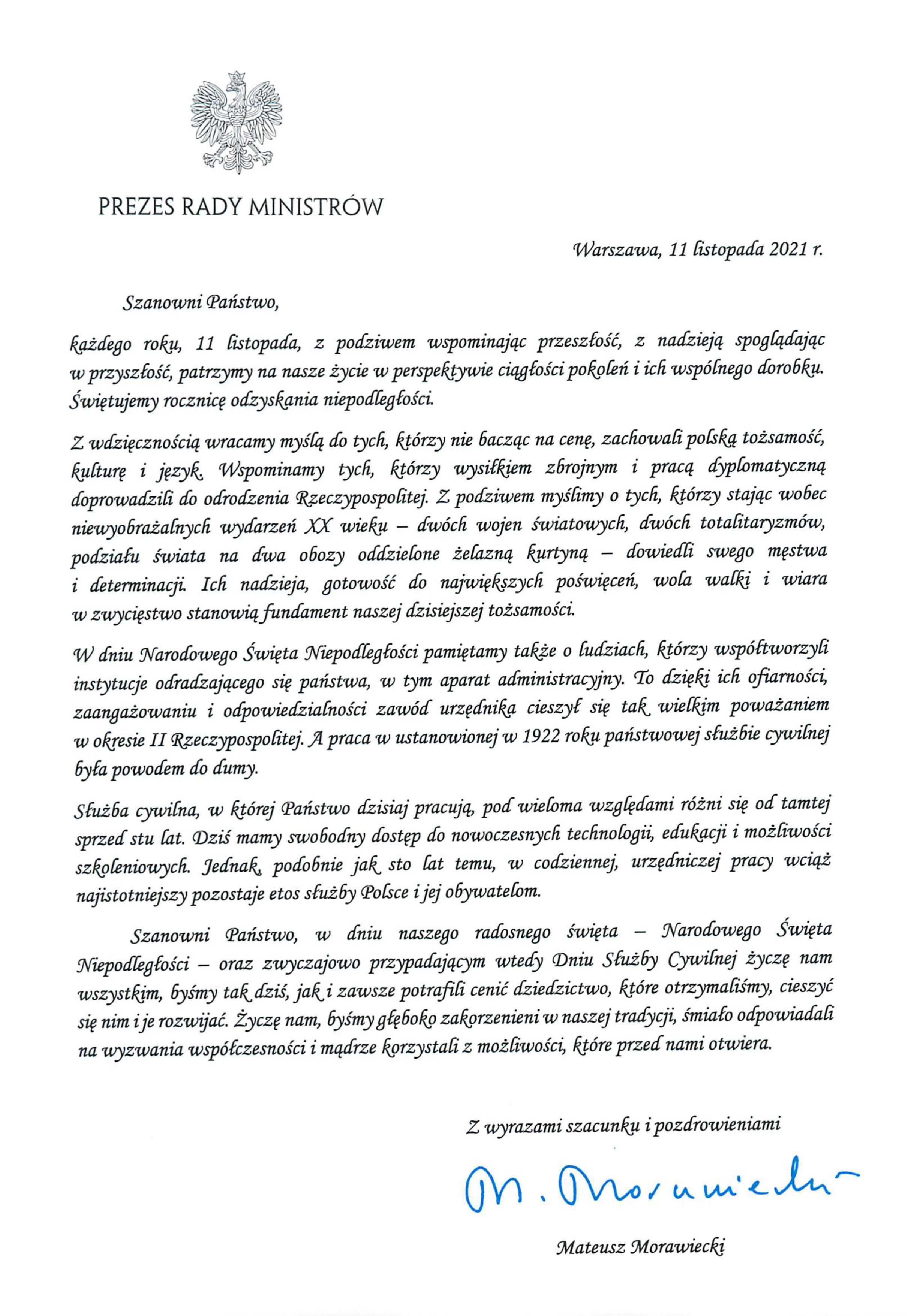 List Prezesa Rady Ministrw